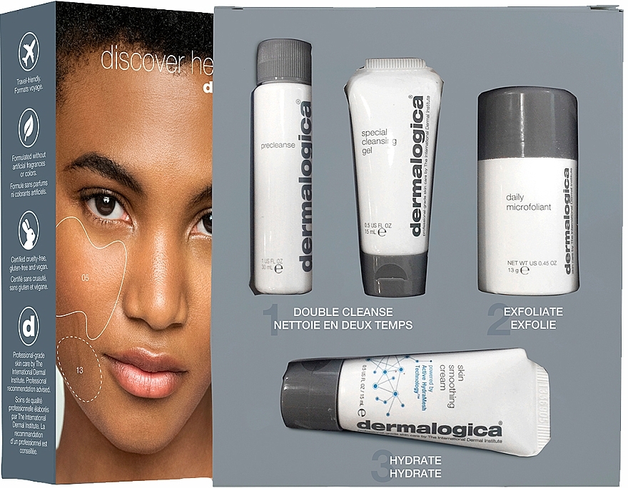 Set - Dermalogica Discover Healthy Skin (oil/30ml + gel/15ml + microfoliant/13g + cr/15ml) — photo N1