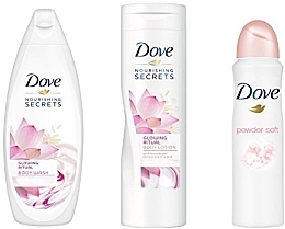 Fragrances, Perfumes, Cosmetics Set - Dove Glowing Ritual (b/wash/250ml + b/lot/250ml + antiperspirant/150ml)