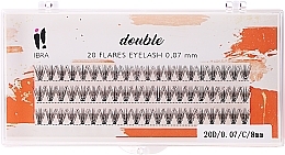 Individual Lashes, C 8 mm - Ibra 20 Flares Tangle Free Double Eyelash — photo N3