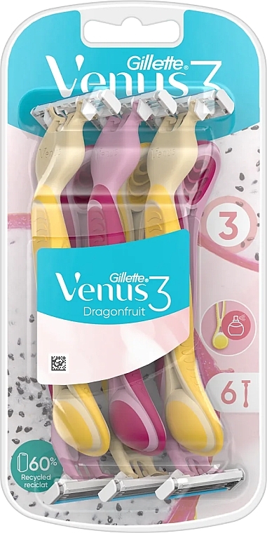 Disposable Razor Set, 6 pcs. - Gillette Venus 3 Dragonfruit — photo N1