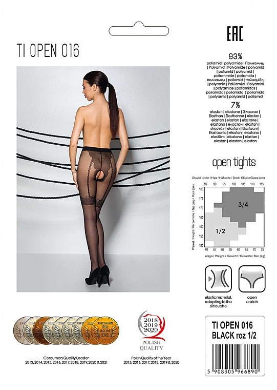 Erotic Tights with Cutout 'Tiopen' 016, 20 Den, black - Passion — photo N2