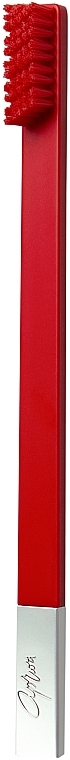 Medium Toothbrush, carmine-red matte with silver cap - Apriori Slim — photo N2