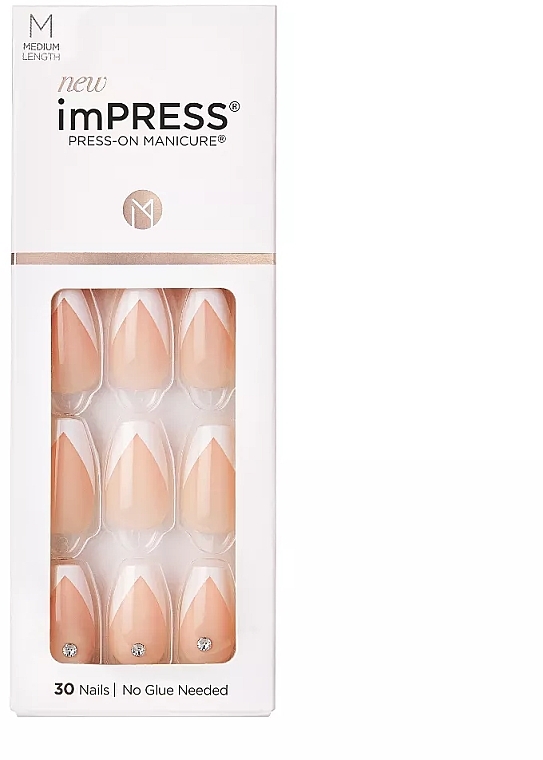 False Nails with Glue Set 'French Manicure' - Kiss Impress So French Nails — photo N1