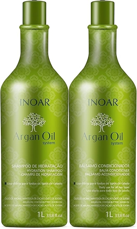 キット - Inoar Argan Oil System Kit (shm/1000ml + conditioner/1000ml) — photo N1