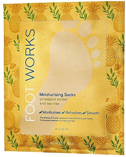 Moisturizing Foot Sock-Mask with Pineapple & Tea Tree - Avon Foot Works Mask For Legs — photo N1