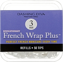 Fragrances, Perfumes, Cosmetics Narrow Nail Tips "French Smile+" - Dashing Diva French Wrap Plus White 50 Tips (Size 3)