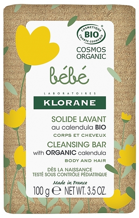 Body and Hair Baby Soap - Klorane Bebe Cleansing Bar With Organic Calendula — photo N2