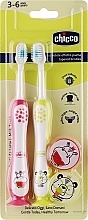 Toothbrush Set, 3-6 years, pink and yellow - Chicco Milk Teeth (toothbrush/2pcs) — photo N1