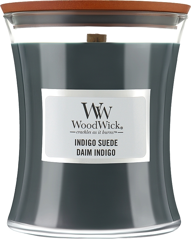 Scented Candle in Glass - WoodWick Indigo Suede Candle — photo N1