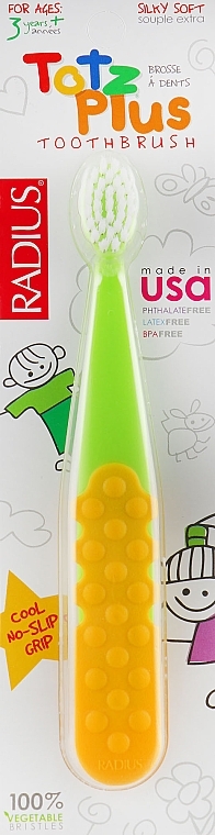 Kids Toothbrush, green-yellow - Radius Tots Plus Toothbrush — photo N1