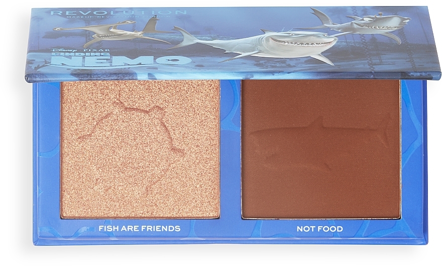 Face Contouring Palette - Makeup Revolution Disney & Pixar's Finding Nemo Fish Are Friends Bronzer And Highlighter Palette — photo N2