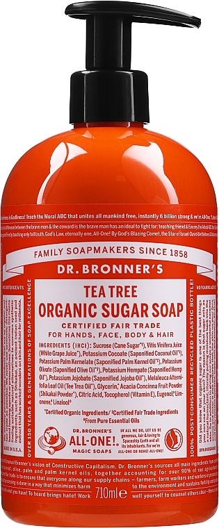 Liquid Sugar Soap "Tea Tree" - Dr. Bronner’s Organic Sugar Soap Tea Tree — photo N3