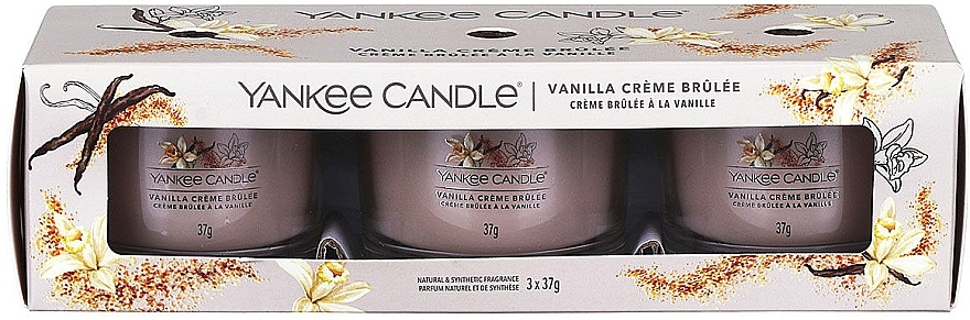 Scented Candle Set "Vanilla Creme Brulee" - Yankee Candle Vanilla Creme Brulee (candle/3x37g) — photo N1