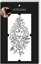 Temporary Tattoo "Lion with Flowers" - Tattooshka — photo N2