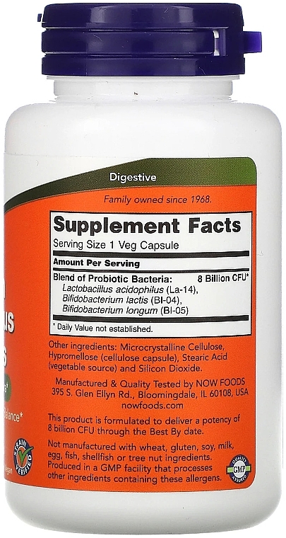 Digestive Probiotics - Now Foods 8 Billion Acidophilus & Bifidus — photo N4