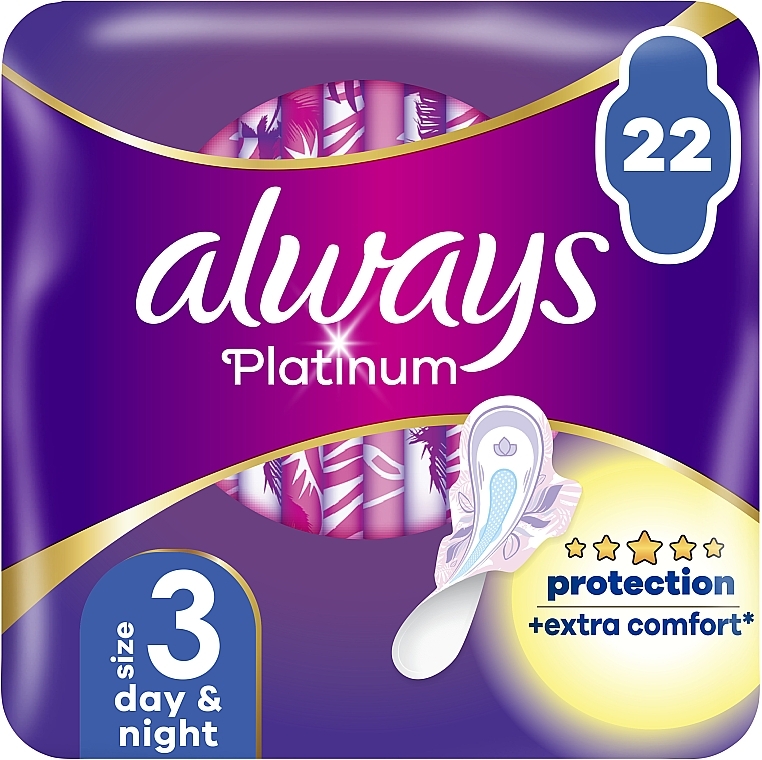 生理用ナプキン、サイズ3、22枚入。 - Always Platinum Protection +Extra Comfort Day&Night — photo N2