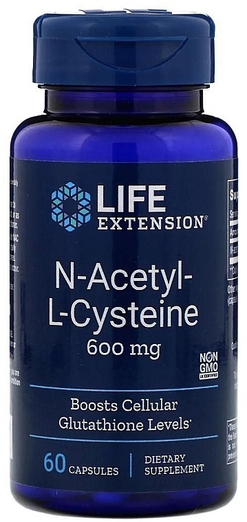 Acetylcysteine, 600 mg - Life Extension N-Acetyl-L-Cysteine 600 mcg — photo N1