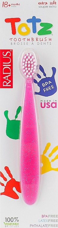 Baby Toothbrush "Totz", 18 months, pink - Radius — photo N1