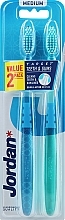 Medium Toothbrush, green + dark blue - Jordan Target Teeth Toothbrush — photo N2