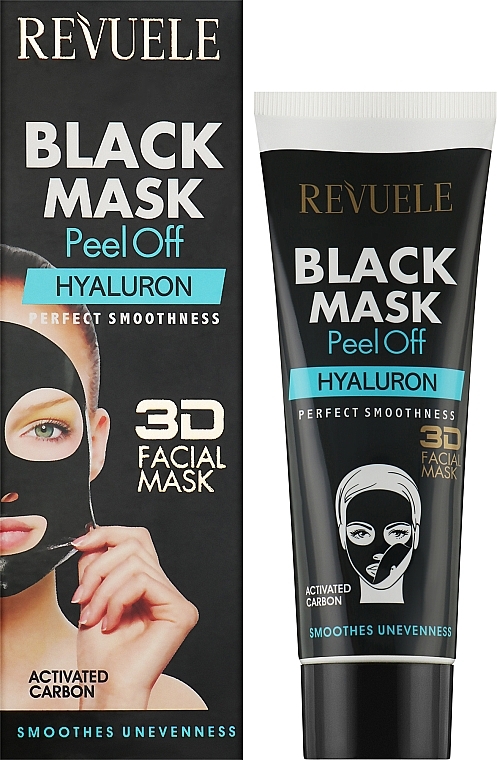 Black Facial Mask "Hyaluron" - Revuele Black Mask Peel Off Hyaluron — photo N2