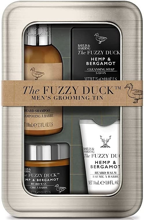 Set, 4 products - Baylis & Harding The Fuzzy Duck Men's Hemp & Bergamot Grooming Tin — photo N1