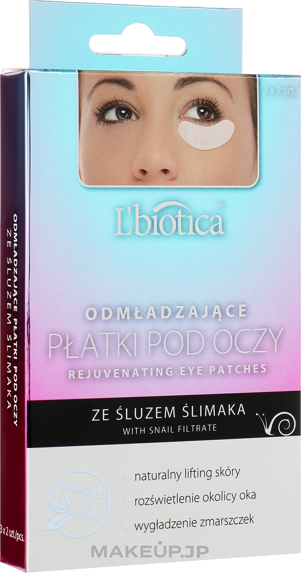 Eye Pillows with Rejuvenating Snail Mucin - L'biotica Hydrogel Eye Pads With Snail Slime Rejuvenating — photo 6 szt.