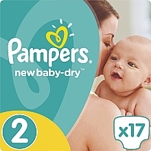 New Baby-Dry Diapers, Size 2, 3-6 kg, 17 pcs - Pampers — photo N1