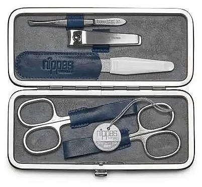 5-Piece Manicure Kit, Dark Blue - Nippes Solingen Manicure Set Vintage 1032 — photo N1