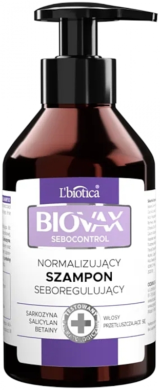 Normalizing Sebum-Regulating Shampoo - Biovax Sebocontrol — photo N1