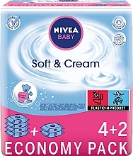 Fragrances, Perfumes, Cosmetics Wet Wipes "Baby" 6x63pcs - Nivea Baby Soft & Cream