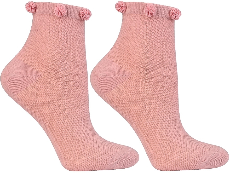 Women Short Pom-Pom Socks, pink - Moraj — photo N1