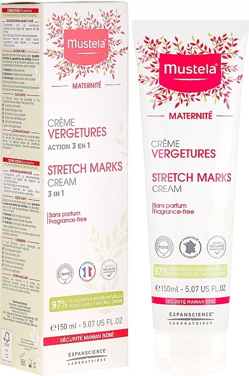 No-Scent Anti-Strech Marks Cream - Mustela Maternity Stretch Marks Cream 3in1 — photo N1