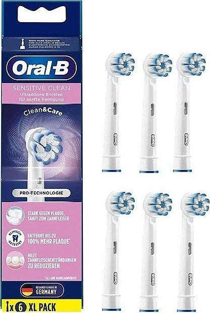 Electric Toothbrush Heads, 6 pcs - Oral-B Sensitive Clean UltraThin Toothbrush Heads — photo N1