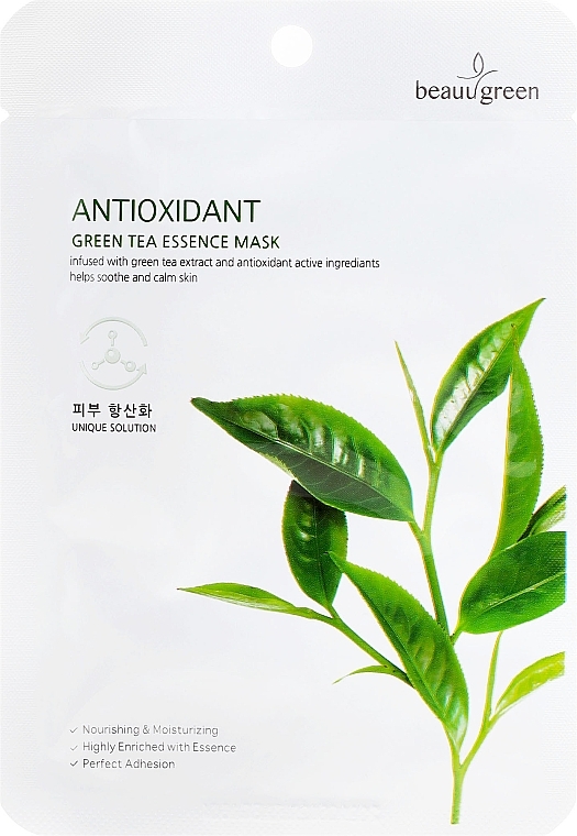 Sheet Mask with Green Tea Extract - Beauugreen Antioxidant Green Tea Essence Mask — photo N1