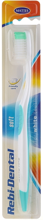 Soft Toothbrush Rebi-Dental M46, white-turquoise - Mattes — photo N1