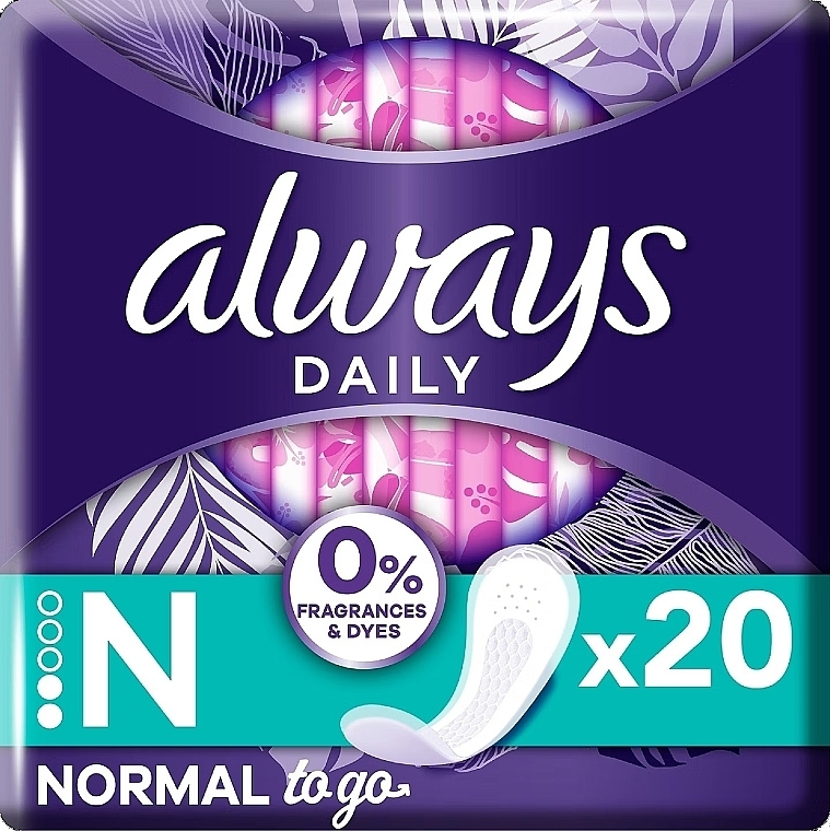 Fragrance-Free Panty Liners, 20 pcs. - Always Daily Normal — photo N1