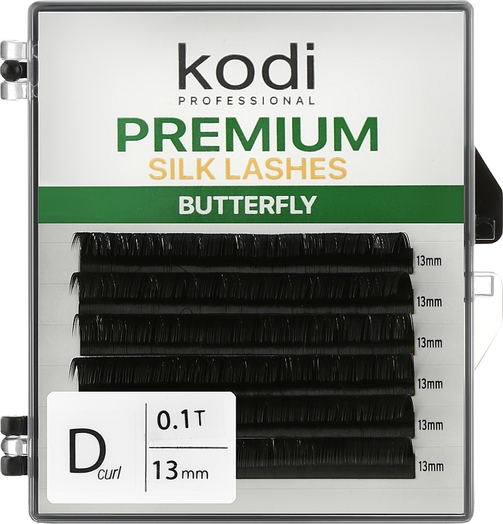 Butterfly Green False Lashes D 0.10 (6 rows: 13 mm) - Kodi Professional — photo N1