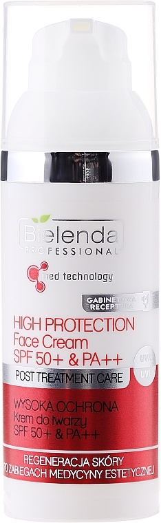Face Cream SPF 50+ & PA++ - Bielenda Professional Post Treatment Care High Protection Face Cream SPF 50+ & PA++ — photo N2