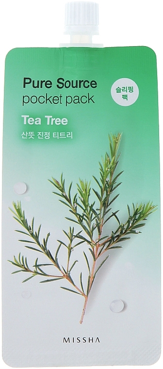 Facial Tea Tree Night Mask - Missha Pure Source Pocket Pack Tea Tree — photo N1