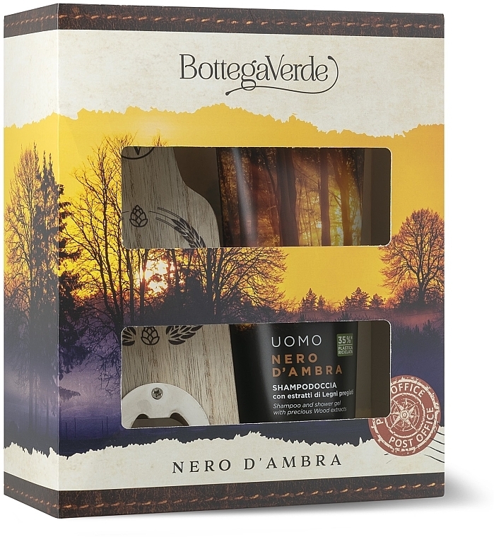 Bottega Verde Nero D'Ambra - Set (sh/gel/200ml + bottle/opener/1pc) — photo N2