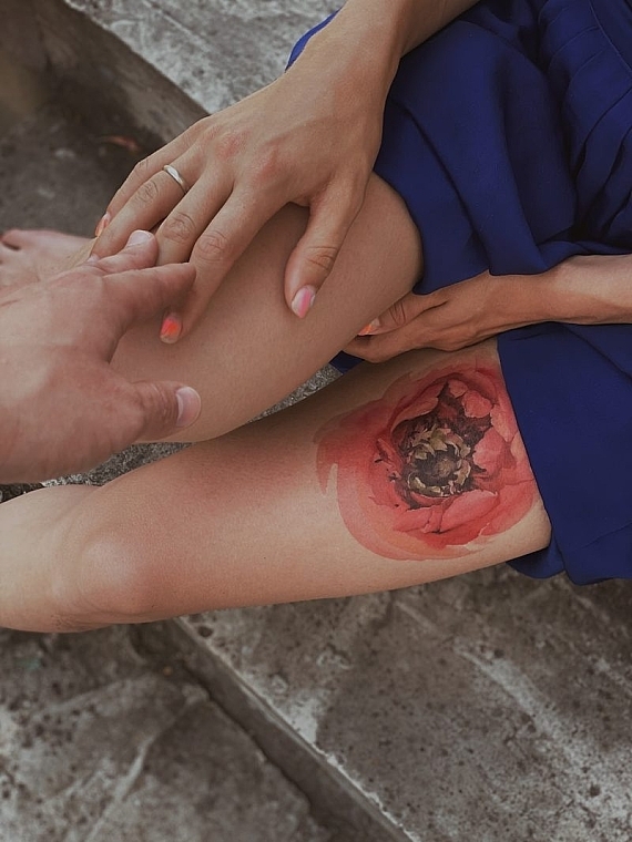 Temporary Tattoo 'Macro Peony' - Arley Sign — photo N4