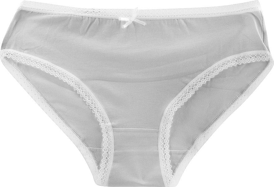 Cotton Bikini Panties with Lace, grey - Moraj — photo N1