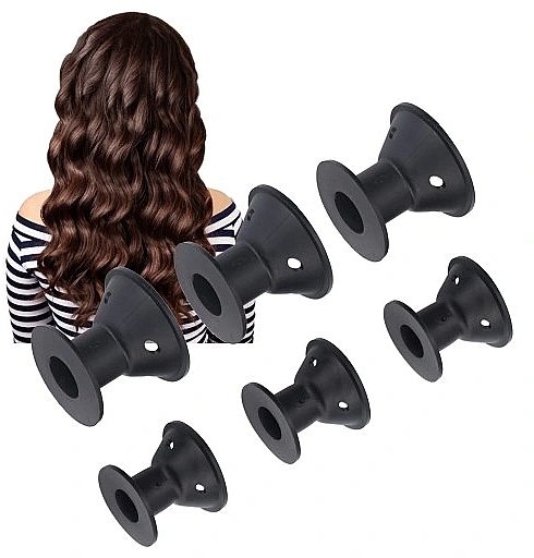 Silicone Hair Curlers, black - Deni Carte — photo N1