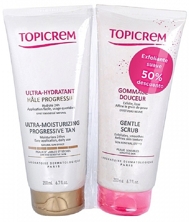 Men's Set - Topicrem Ultra Tanning Moisturizer Set (b/milk/200 ml + b/scrub/200 ml) — photo N1