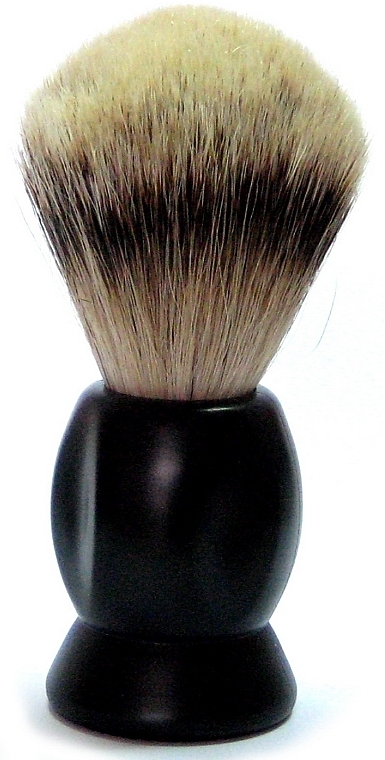 Shaving Brush with Badger Fiber, plastic, matte black - Golddachs Silver Tip Badger Plastic Black Matt — photo N1