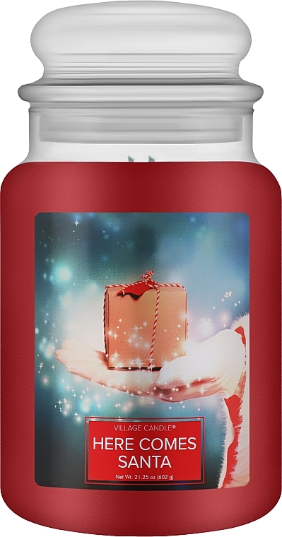 Scented Candle in Jar, glass cap - Village Candle Here Comes Santa — photo N1