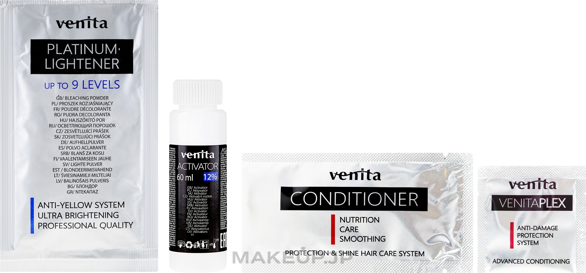 Lightener up to 9 Tones - Venita Plex Platinum Lightener — photo 10.01 - Ash Blond