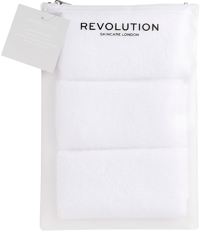 Microfiber Makeup Remover Towel, 3 pcs - Revolution Skincare Recycled & Reusable Microfibre Cleansing Cloths — photo N1