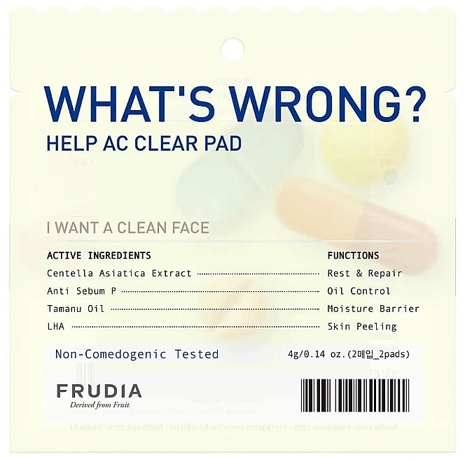 Problematic Skin Cleansing Pads - Frudia What's Wrong Help AC Clear Pad — photo N1