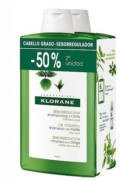 Set - Klorane Seboregulating Treatment Shampoo with Nettle Extract (sh/2x400ml) — photo N1